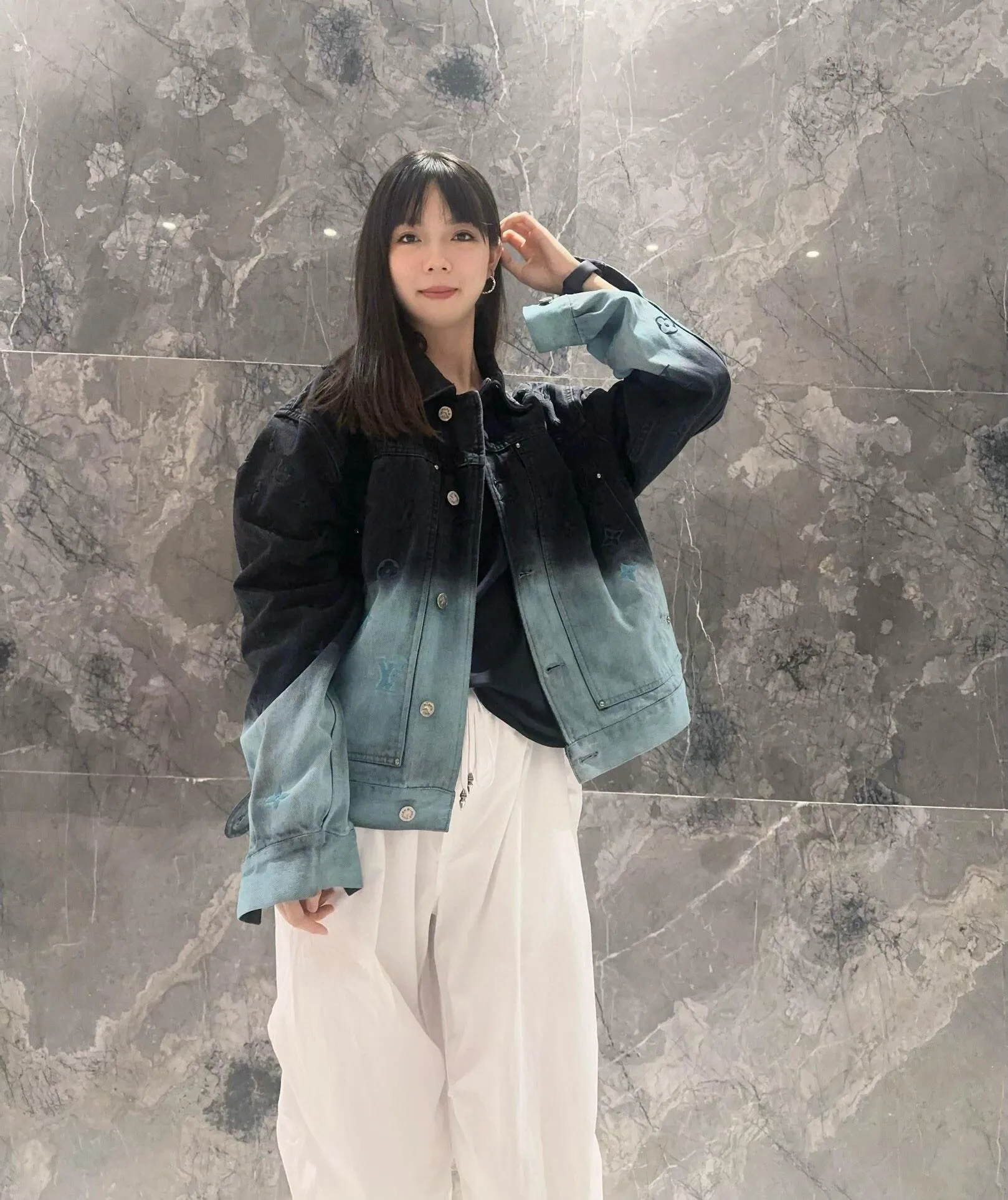 Louis Vuitton/Louis Vuitton presbyopic gradient embroidered denim jacket